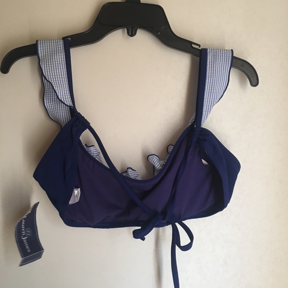 Lauren James Navy Blue Gingham Bikini Top - Picture 6 of 7
